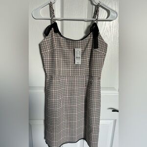 Kendall & Kylie Plaid Sleeveless Dress with Black Tie Bow Accents